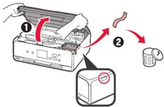 CANON Pixma TS5000 - Verpakkingsmaterialiaal verwijderen/de printer inschakelen - 3