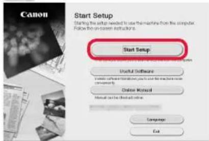 CANON Pixma TS5000 - Clique em Iniciar configuração (Start Setup). - 1