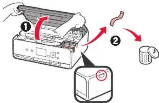 CANON Pixma TS5000 - Remoción de los materiales de empaquetado y encendido de la impresora - 3