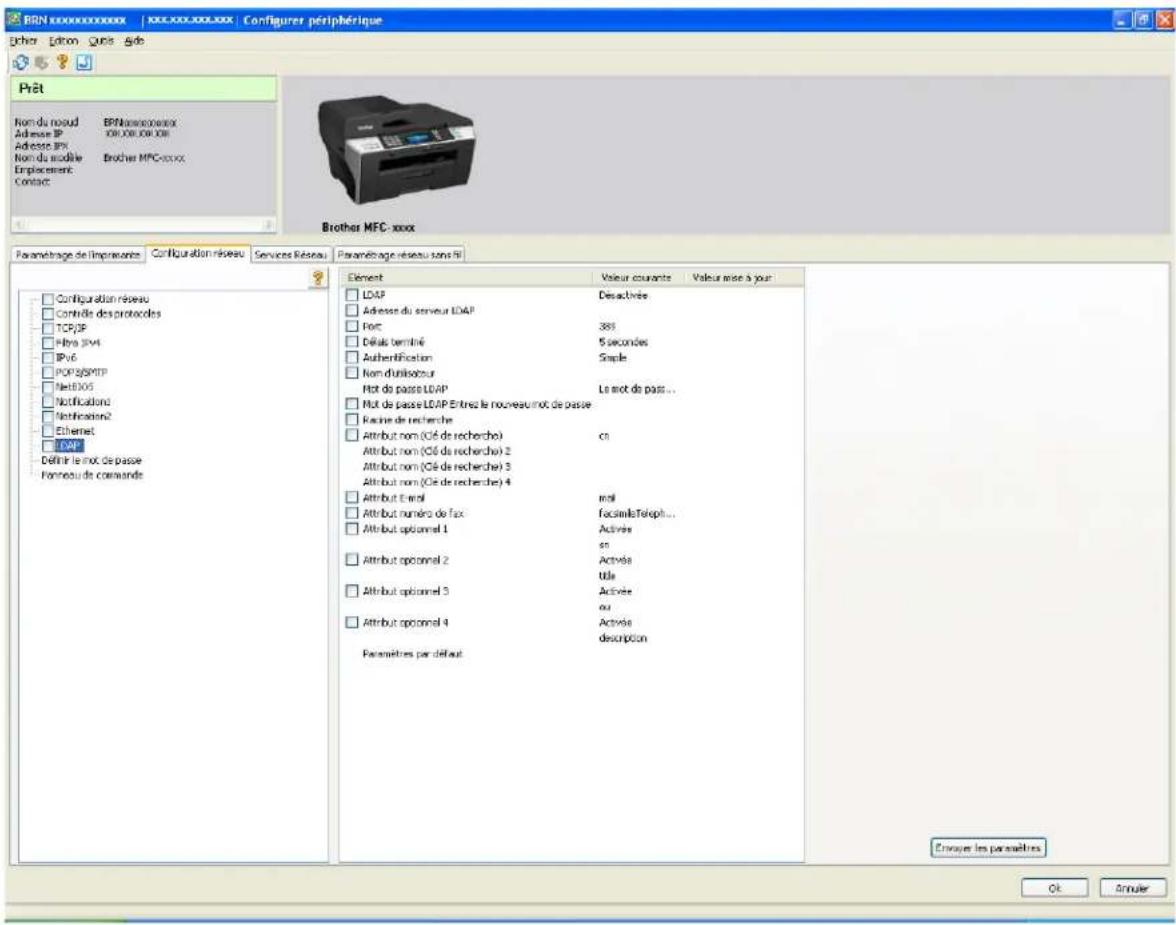 BROTHER DCP6690CW - Sélectionnez l'onglet Configuration réseau et cliquez sur LDAP. - 1