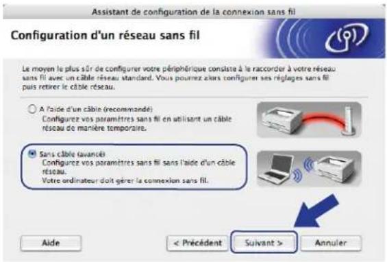 BROTHER DCP6690CW - Sélectionnez Sans câble (avancé) puis cliquez sur Suivant. - 1