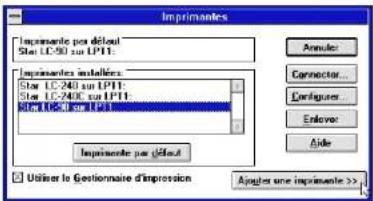 STAR LC1521 - Configuration de l'impression sous Microsoft Windows 3.1 - 2