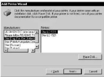 STAR LC1521 - Setting up the printer in Windows 95 - 4