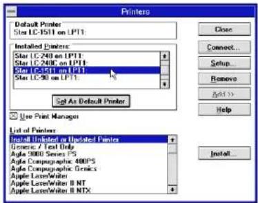 STAR LC1511 - Setting up for printing with Microsoft Windows 3.1 - 5