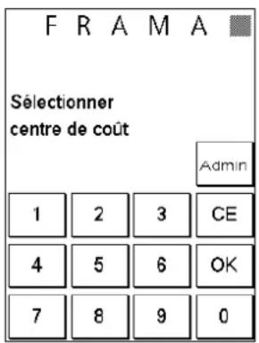 Frama Matrix F4 - Affichage des données des centres de coût dans le mode Administration - 1