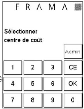 Frama Matrix F4 - Effacement des données des centres de coût dans le mode Administration - 1