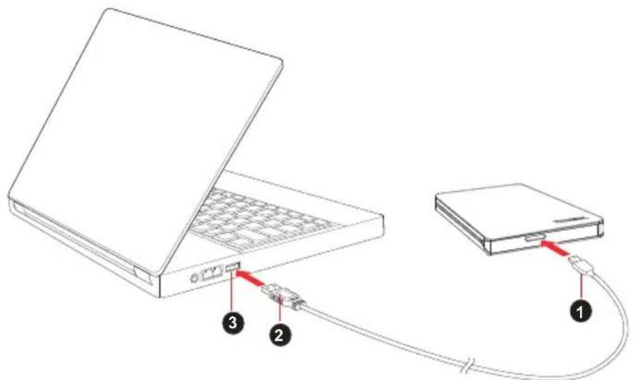 TOSHIBA Canvio Slim - Tilslutning af drevet til computeren - 1