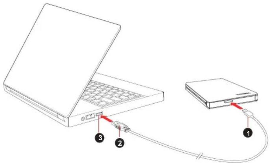 TOSHIBA Canvio Slim - Connexion du lecteur à l'ordinateur - 1
