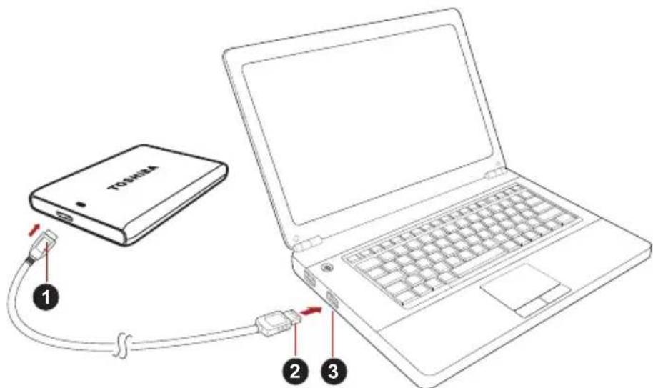 TOSHIBA Canvio Plus - A meghajto csatlakoztatása a számítógéphez - 1
