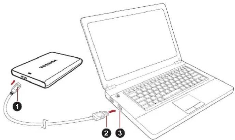 TOSHIBA Canvio Plus - Anschlieben der Festplatte an den Computer - 1