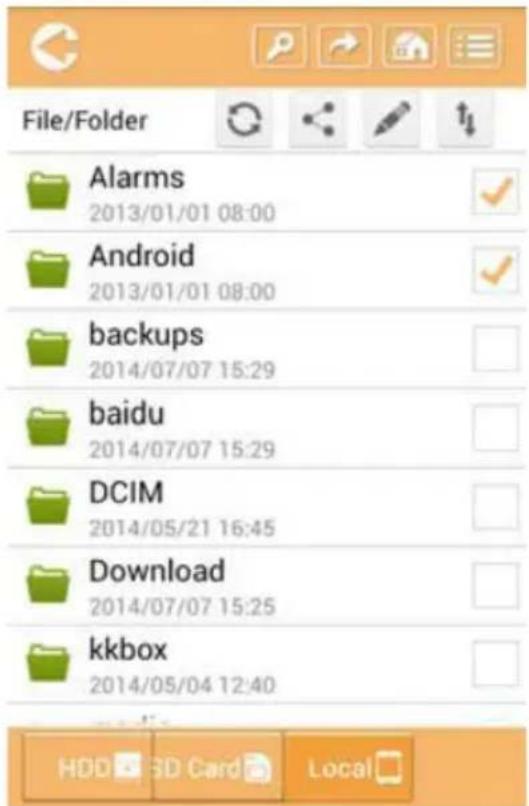 File/Folder Alarms 2013/01/01 08:00 Android 2013/01/01 08:00 backups 2014/07/07 15:29 baidu 2014/07/07 15:29 DCIM 2014/05/21 16:45 Download 2014/07/07 15:25 kkbox 2014/05/04 12:40 HDD 3D Card Local
