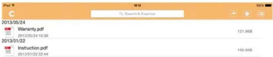 iPad 18:10 100% Search & Expliner 2013/05/24 Warranty.pdf 2013/05/24 10:36 121.9KB 2013/01/22 Instruction.pdf 2013/01/22 22:44 102.0KB