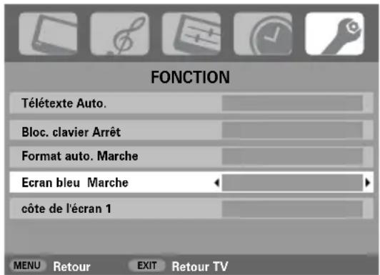 TOSHIBA WLG67 - Dans le menu FONCTION, appuyez sur jusqu'à ce que Écran bleu latéral soit mis en surbrillance. - 1