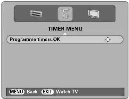 TOSHIBA WLG67 - Press MENU and < or > to select the TIMER MENU. - 1