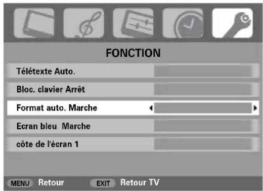 TOSHIBA WLG67 - Appuyez sur MENU et sur < ou > pour sélectionner le menu FONCTION. - 1