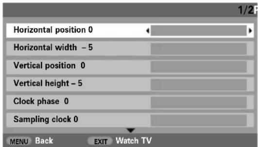 TOSHIBA WLG67 - PC settings – picture position, clock phase, sampling clock, reset - 2
