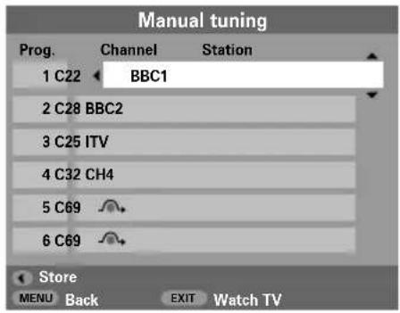 TOSHIBA WLG67 - Sorting programme positions - 1