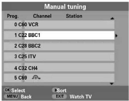 TOSHIBA WLG67 - Select Manual tuning from the SET UP menu. - 1