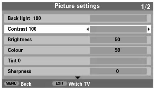 TOSHIBA WLG67 - Picture preferences - 1