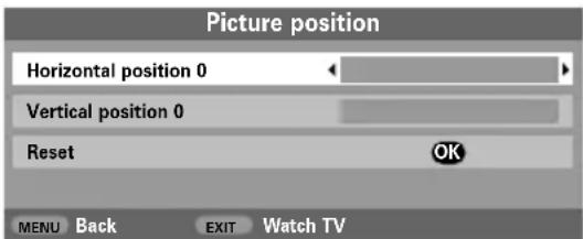 TOSHIBA WLG67 - Picture position – analogue only - 2