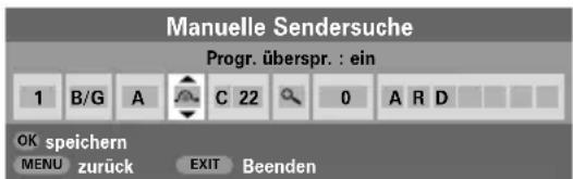 TOSHIBA WLG67 - Wählen Sie aus dem Menü EINSTELLUNG die Option Manuelle Sendersuche. - 2
