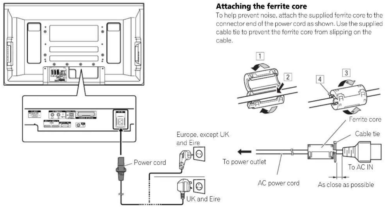 PIONEER PDP507XD - Connecting the power cord - 1