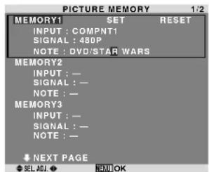 PIONEER PDP615EX - Storing picture settings - 1