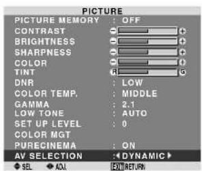 PIONEER PDP615EX - Setting the picture modes according to the brightness of the room - 1