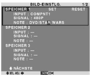 PIONEER PDP615EX - Bildeinstellungen speichern - 1