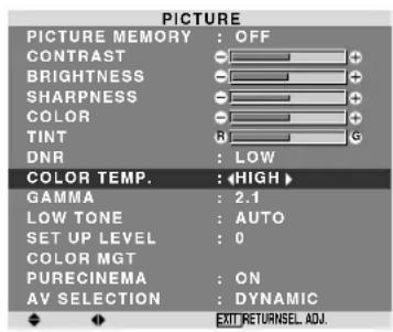 PIONEER PDP615EX - Setting the color temperature - 1