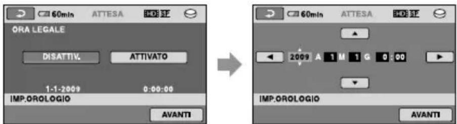 SONY HDRXR10VE - Impostare [ORA LEGALE], data e ora, quindi toccare - 1