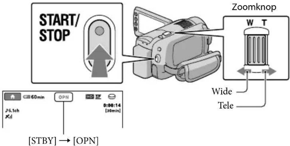 SONY HDRXR10VE - Druk op START/STOP om het opnemen te starten. - 1