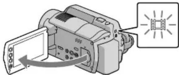 SONY HDRXR10VE - Klappen Sie den LCD-Bildschirm des Camcorders auf. - 1