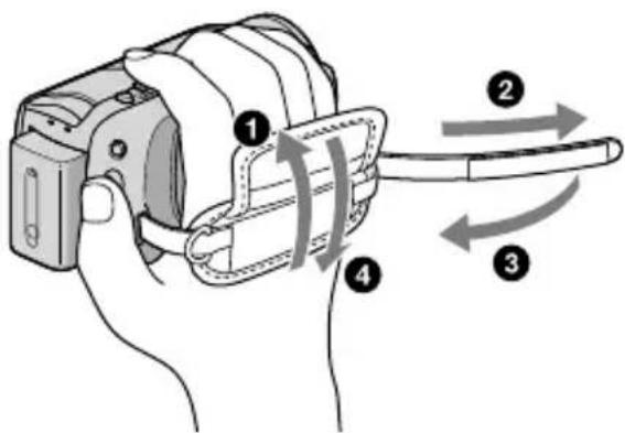 SONY HDRXR10VE - Maak de handgreepband vast - 1