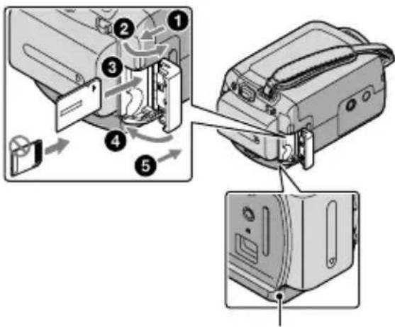SONY DCRSR37ES - Öffnen Sie die „Memory Stick Duo“-Abdeckung und setzen Sie den „Memory Stick PRO Duo“ so in den „Memory Stick Duo“-Einschub ein, dass er mit einem Klicken einrastet. - 1