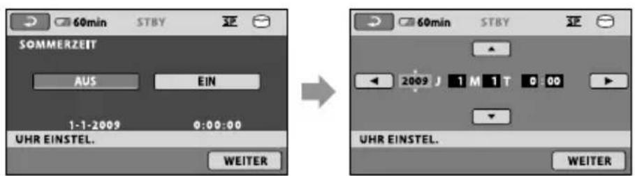 SONY DCRSR37ES - Stellen Sie [SOMMERZEIT], Datum und Uhrzeit ein und berühren Sie dann OK. - 1