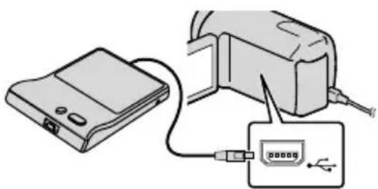 SONY HDRCX550VEB - Accendere la videocamera e collegare il masterizzatore di DVD alla presa (USB) della videocamera utilizzato il cavo USB del masterizzatore di DVD. - 1