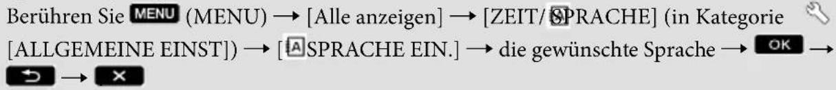 SONY HDRCX550VEB - Wechseln der Sprache - 1