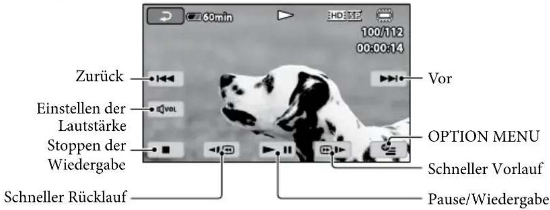 SONY HDRCX105EB - Berühren Sie das Register HD: (oder ①) → den gewünschten Film (②). - 2
