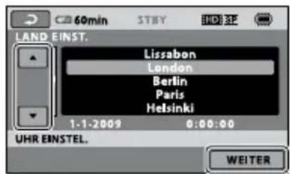 SONY HDRCX105EB - Wählen Sie die gewünschte geografische Region mit ▲/aus und berühren Sie dann [WEITER]. - 2