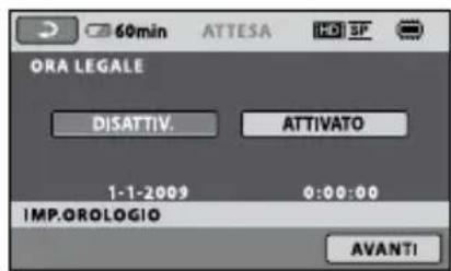 SONY HDRCX105EB - Impostare [ORA LEGALE], data e ora, quindi toccare OK. - 1