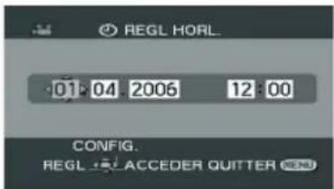 REGL HORL. 01:04 2006 12:00 CONFIG. REGL ACCEDER QUTTER END