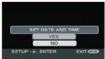 SET DATE AND TIME YES NO SETUP ENTER EXIT END