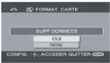 FORMAT. CARTE SUPP DONNEES OUI NON CONFIG. ACCEDER QUTTER