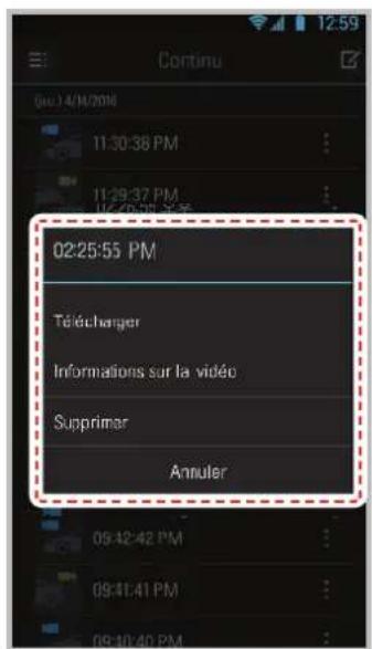 Thinkware Dashcam F750 - Menu de la liste d'enregistrement - 1