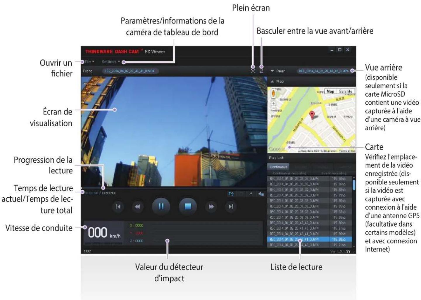 Thinkware Dashcam F750 - 4-1-4. Aperçu de la visionneuse PC - 1