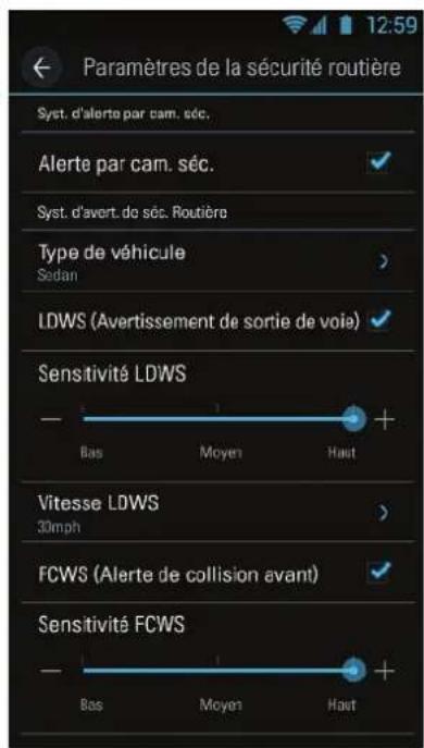 Thinkware Dashcam F750 - Paramètres du Système d'ajortissement sécuritaire de la route - 1