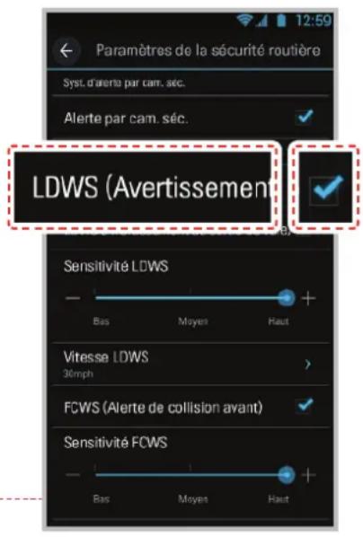 Thinkware Dashcam F750 - Parametes du LDWS - 1