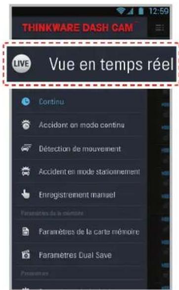 Thinkware Dashcam F750 - 3-1-2. Menu principal de l'application mobile Visionneuse ThinkwareDash Cam - 1