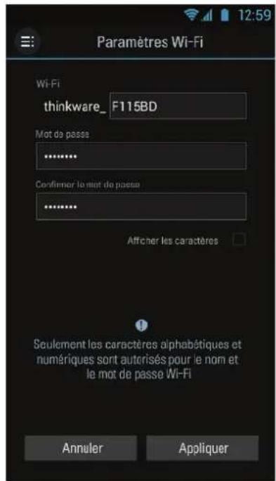 Thinkware Dashcam F750 - Parametes du Wi-Fi - 1